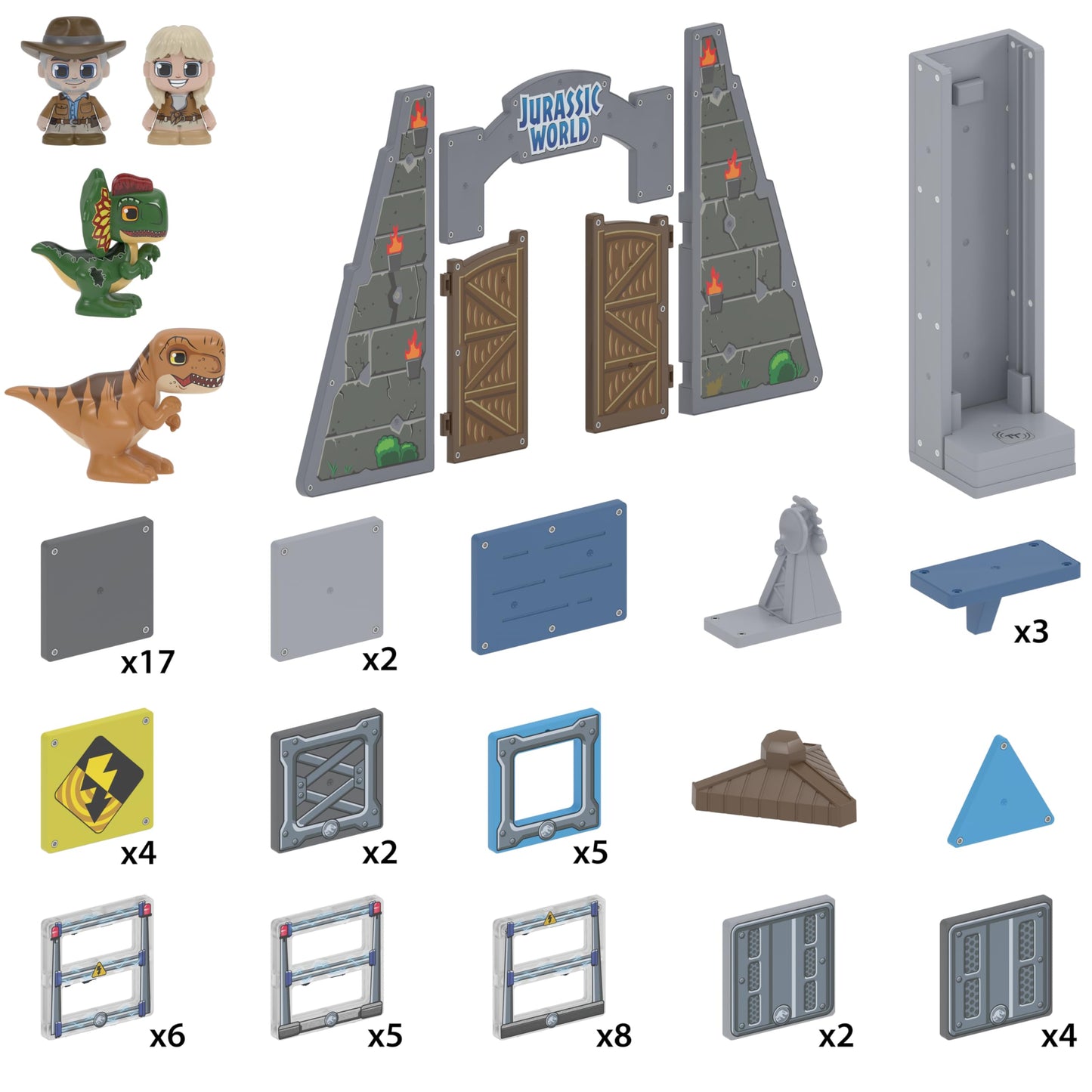 TILE TOWN Jurassic World Gate Escape Magnetic Tiles Building Set, Kids 3-5+, STEM Creative Toy, Multicolor, Medium Size