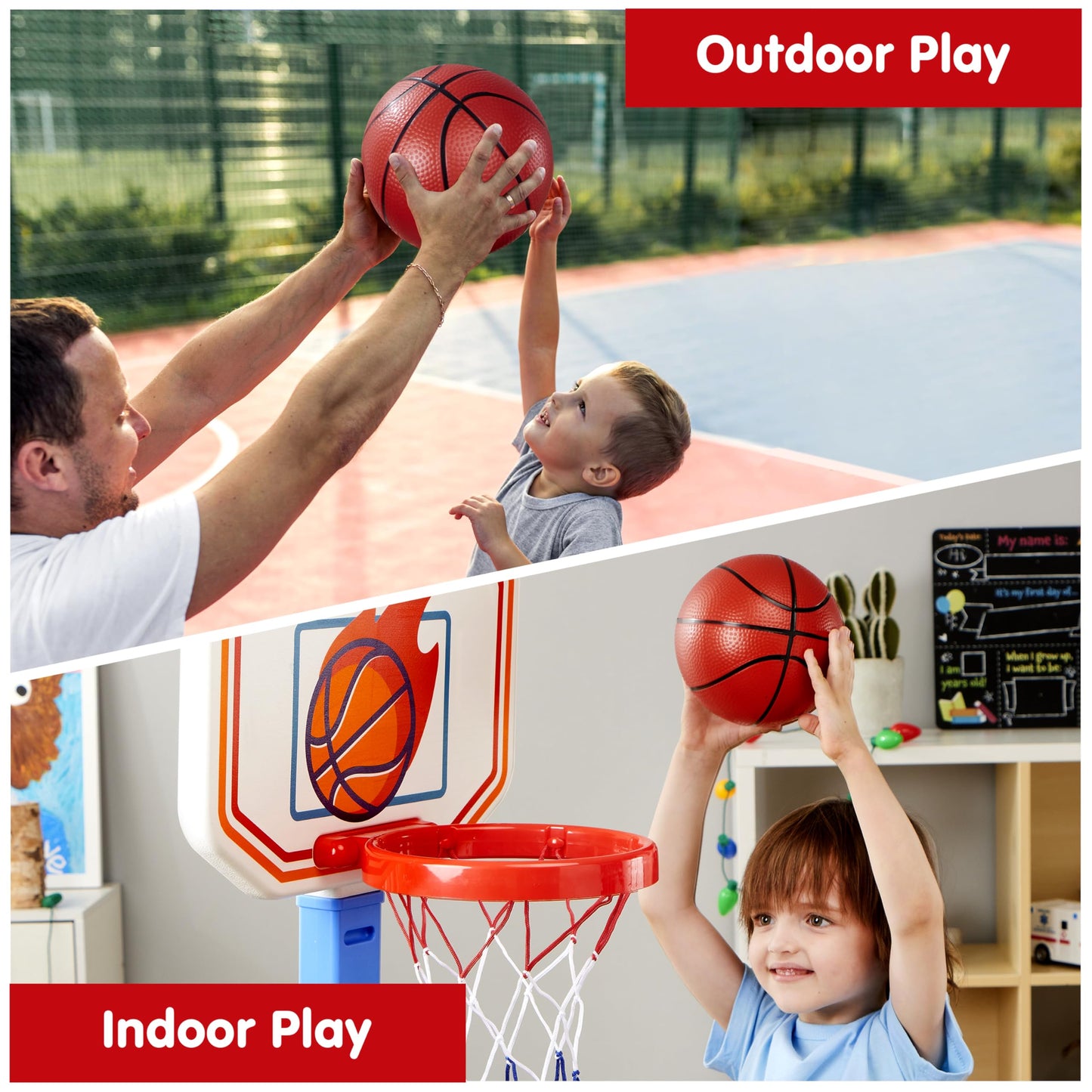 Joyin Toddler Basketball Arcade Game Set, Adjustable Basketball Goal With 4 Balls For Kids Indoor Outdoor Play, Carnival Games, Christmas Birthday Gift For Boys Girls Age 1 And Up - Air Pump Included