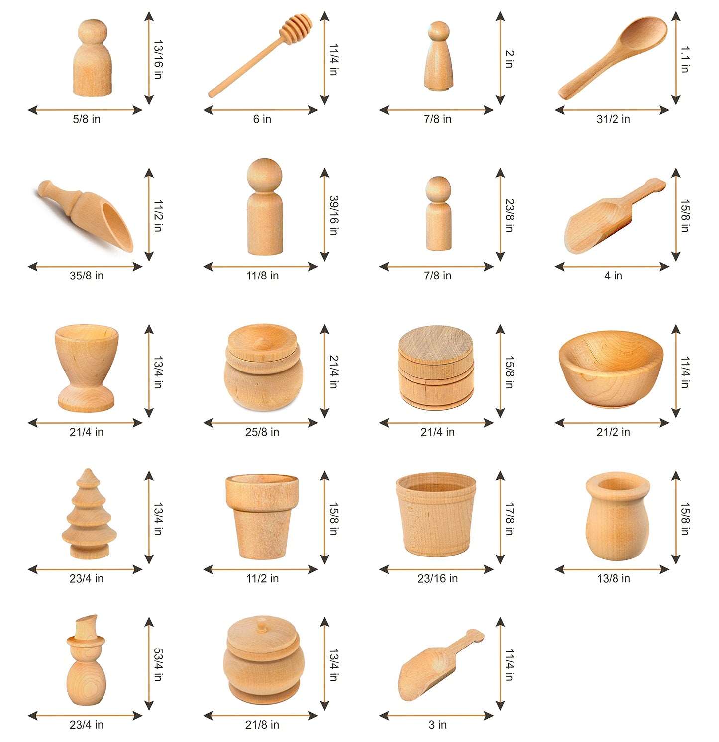 30 Piece Wooden Tool Sets For Sensory Bins, Wooden Sensory Tool Sets 30 Piece Set
