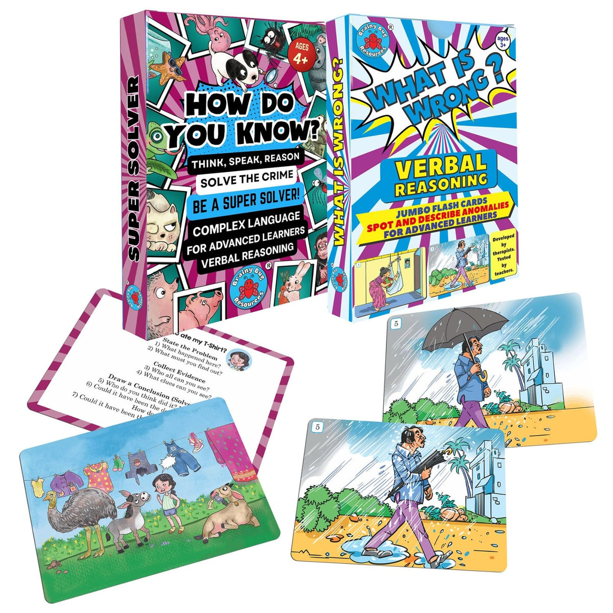 Brainy Bug Resources | How Do You Know? + WhatS Wrong? Reasoning Flashcards Combo | Verbal Reasoning, Critical Thinking & Advanc