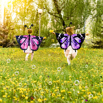 IROLEHOME Kids Butterfly-Wings Costume for Girls Fairy-Wings Toddler-Dress-Up Headband-Mask Butterfly Toys Halloween Party Favors Gifts