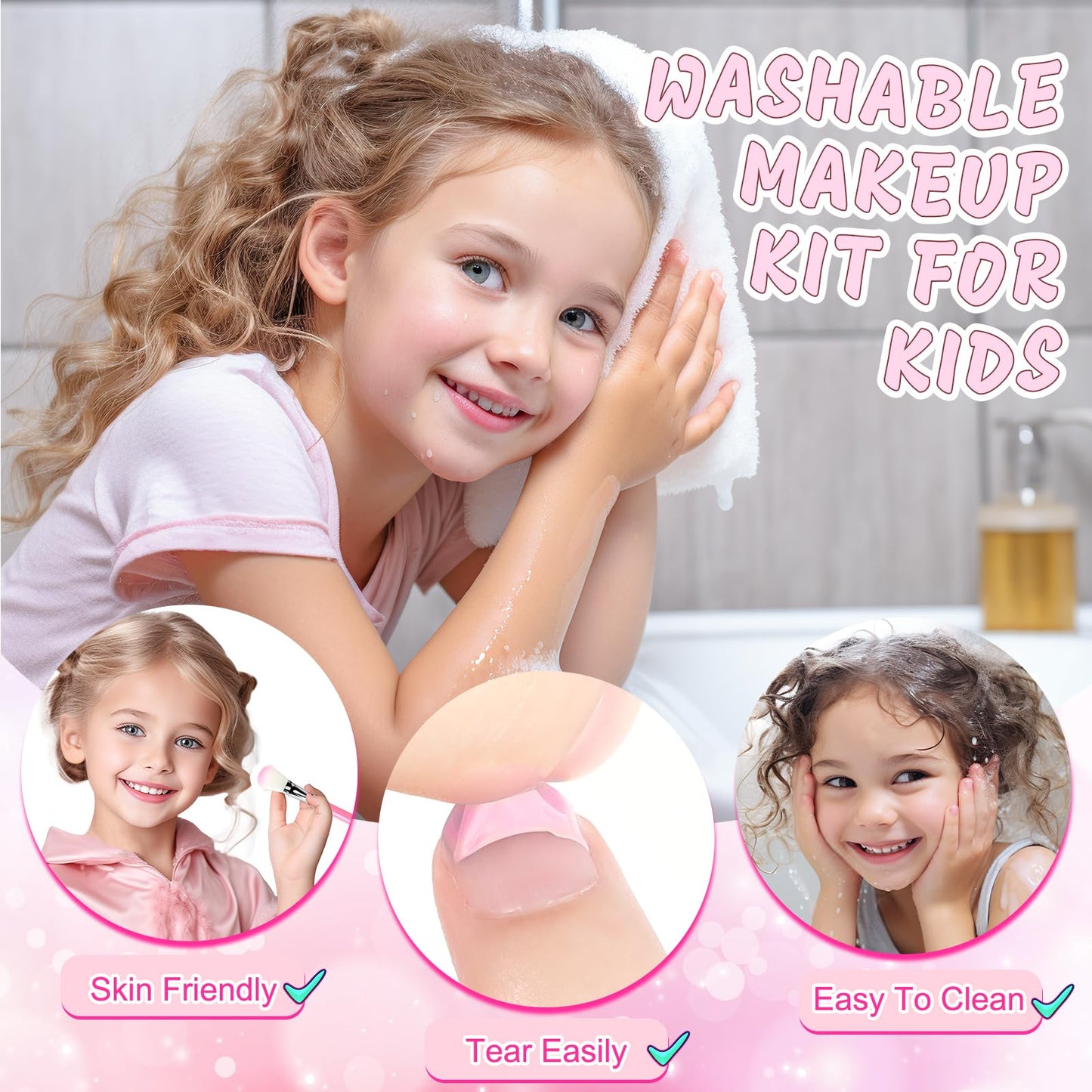 Kids Makeup Kit for Girls Toys, Kids Makeup Sets for Girls 5-8, Washable Real Makeup Kits for Little Girl Birthday Gifts Toys fo