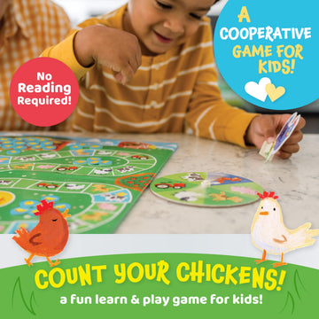 Peaceable Kingdom Count Your Chickens Cooperative Game for Kids Ages 3+, Cardboard, Multi-Color, Model GM108