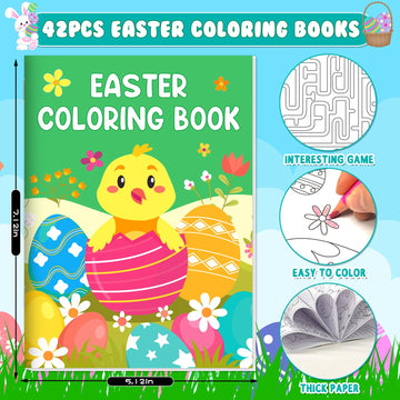 Lionoble 42 Pack Easter Coloring Books for Kids 4-8,8-12, Easter Basket Stuffers Bulk Gifts Mini Coloring Books Party Favors for