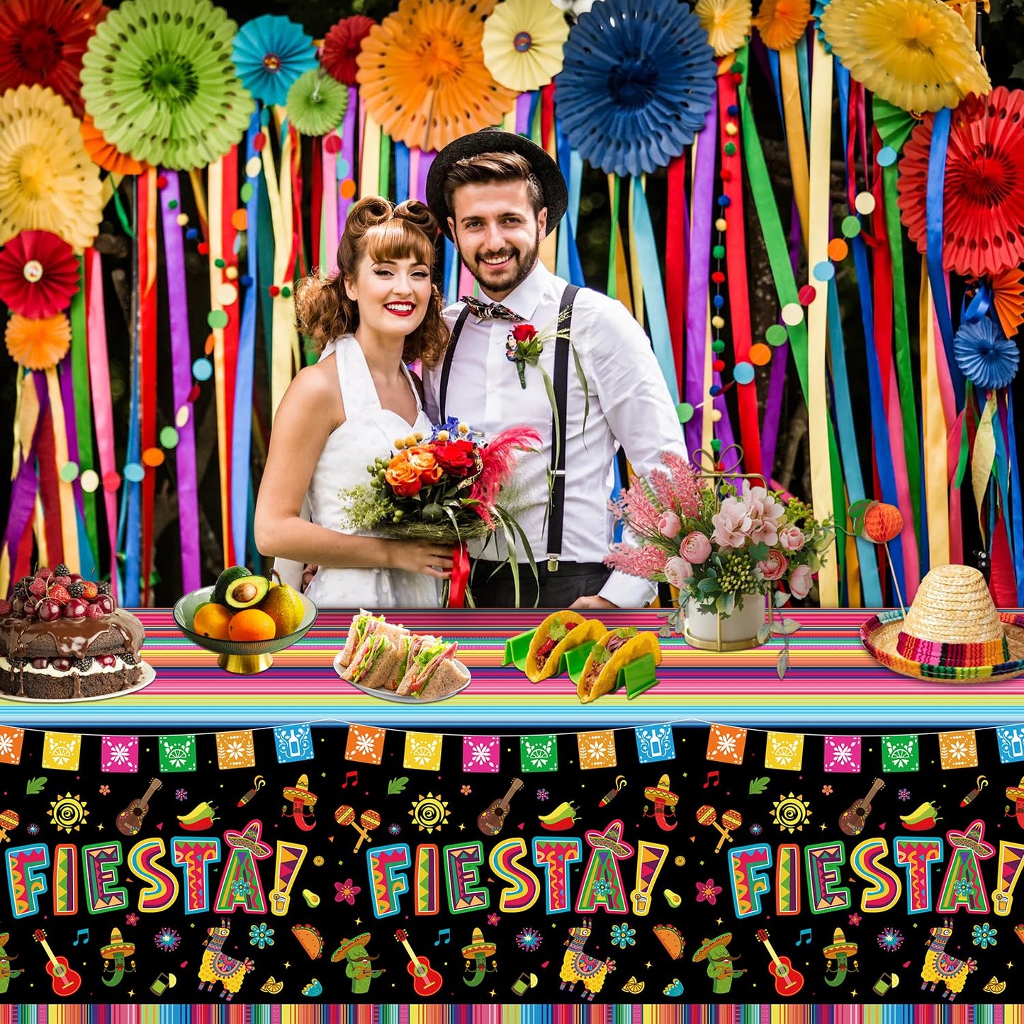 4 Pack Cinco De Mayo Printed Fiesta Mexican Table Cover Fiesta Party Tablecloth Taco Night Table Cloth Mexican Themed Party Tabl