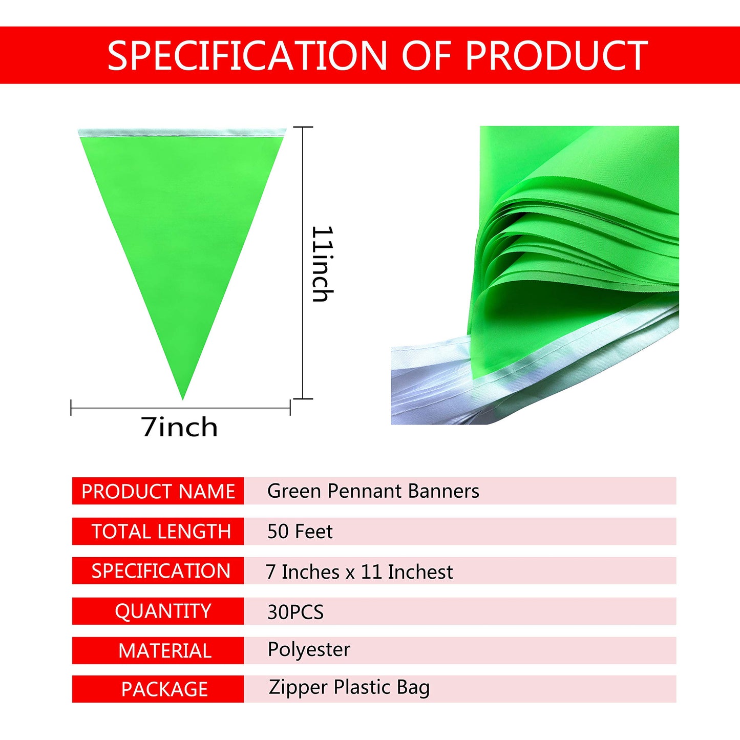 Tsmd Solid Green Pennant Banners Flags String Diy Bunting Flags,Party Decorations For Grand Opening,Kids Birthday,Party Events C