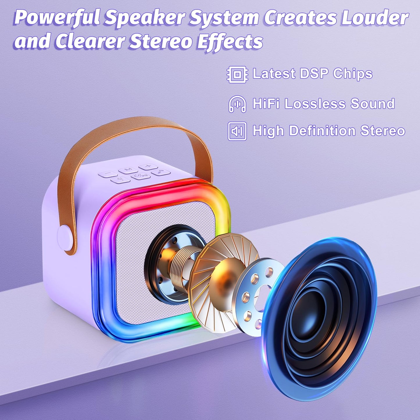 Mini Karaoke Machine For Kids,Girl Toys,Karaoke Microphone Wireless For Kids,Gifts For 4,5,6,7,8,9,10 Year Old Girl Toys (Purple)
