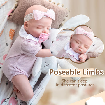 Jirachi Lifelike Reborn Baby Dolls, 18-Inch Sleeping Real Life Soft Cloth Body Neweborn Baby Girl, Realistic Reborn Babies With Feeding Set For Kids Age 3+
