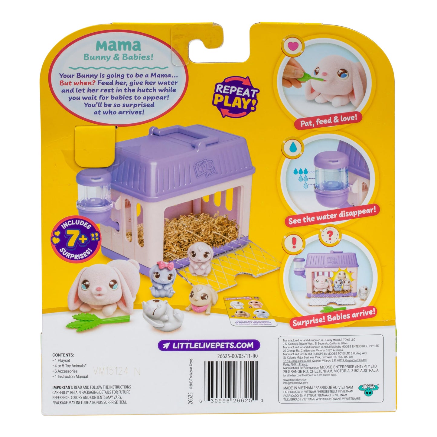 Little Live Pets Mama Surprise Minis Bunny, Care For Your Mama Hamster Or Mama Bunny In Their Hutch To Reveal 2, 3, Or 4 Mini Ba