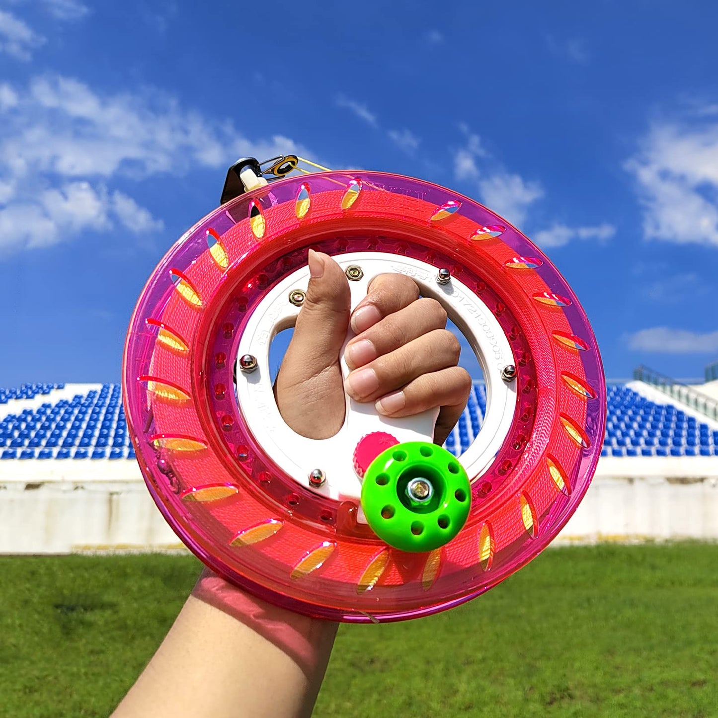Simxkai Kite String Reel, Kite Reel,Kite String Spool,Kite Line Winder 8Inches Dia, Come With Lock & 1000 Feet Line(Pink)