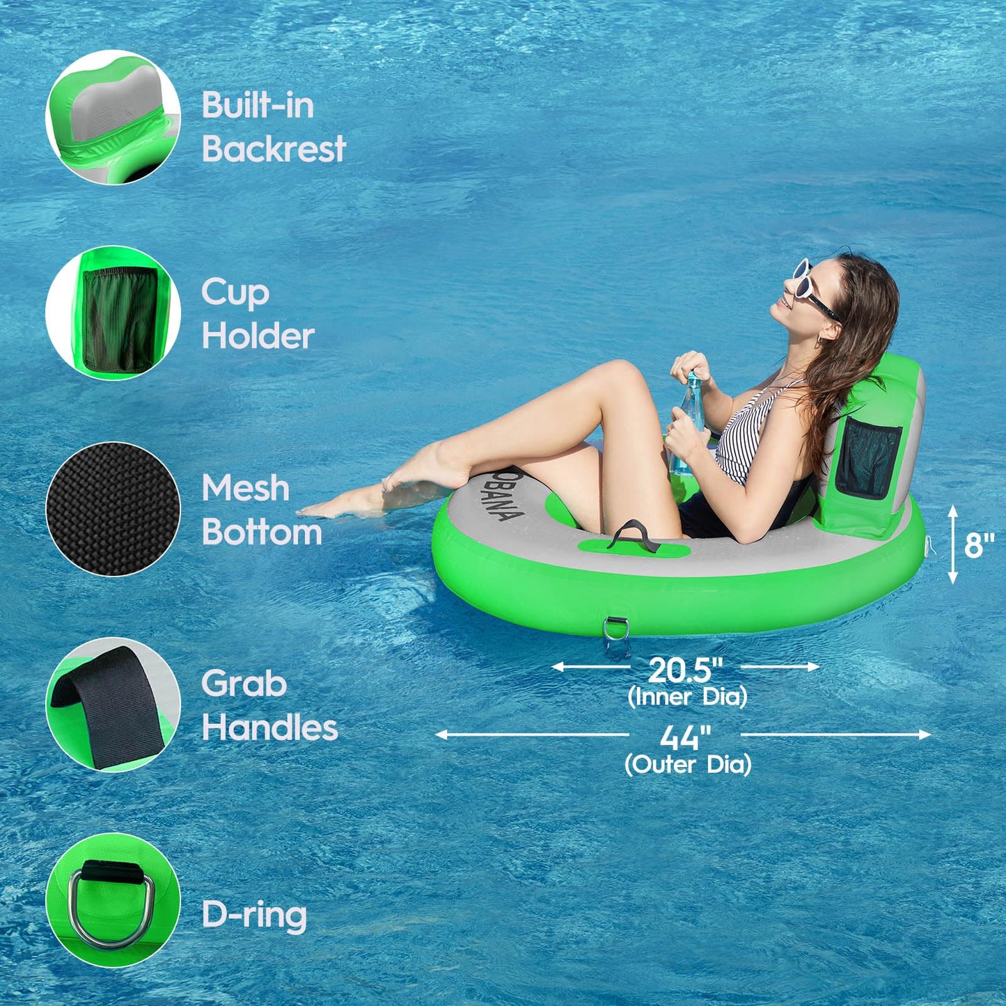 Calobana Upgraded Heavy Duty River Tube For 350Lb Adults, Inflatable Lake Floats, Thick Tubes For Outdoor Floating Rafting On La