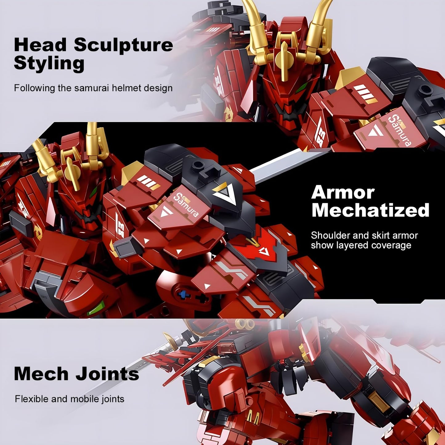High Godo Samurai Mech Warrior Model Building Sets, Double Swords Robot Building Blocks Toy Set, 923 Pieces Creative Collectible Gift For Adults Man Teens Boys 8+