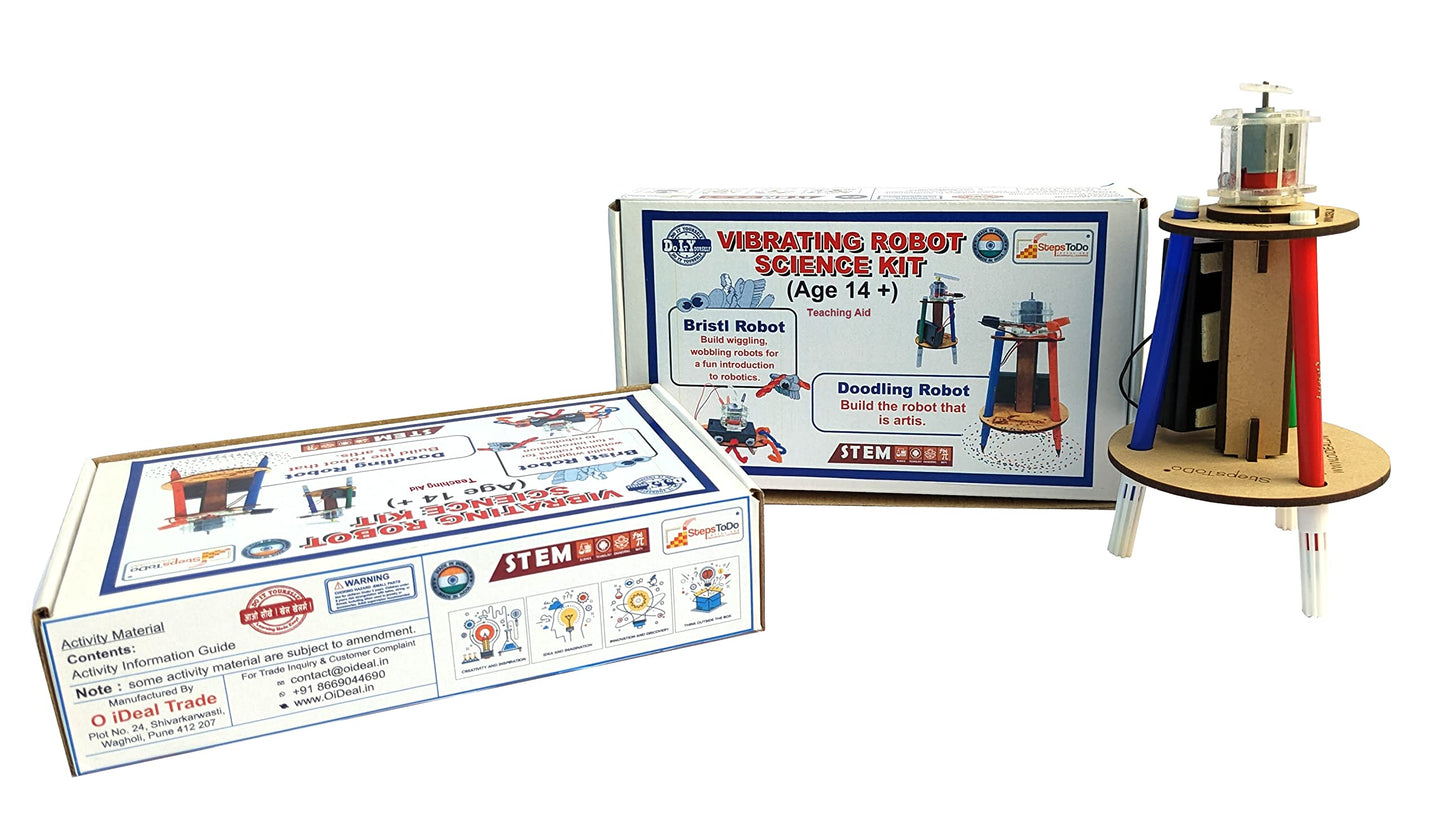 Stepstodo Make Doodling Robot | Vibrating Robot Science Kit | Make Art Making Vibrating Robot | Scribbling Robot Making Kit | Sc
