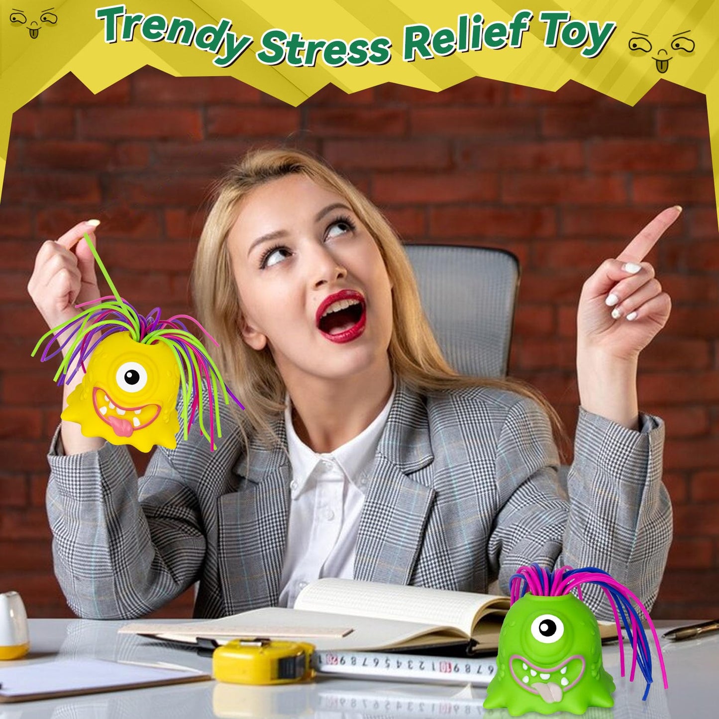 Homqyte Fidget Toys Hair Pulling Stress Relief Toys With Led Light Differernt Screams Novelty Screaming Monster For Adults Teens