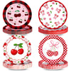 Zhehao 48 Pcs Cherry Birthday Party Decorations Cherry Party Plates 7 Inch Pink Bow Coquette Dessert Disposable Paper Plates for