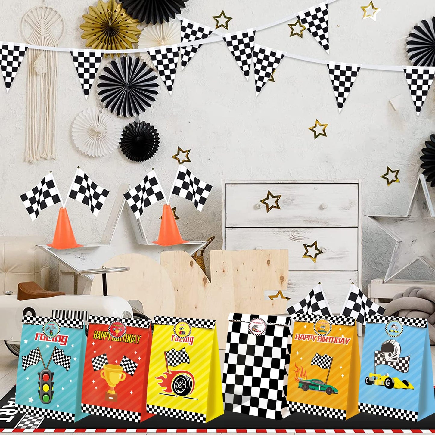 Race Car Gift Bags 24 Pcs Race Car Party Supplies For Boys Race Car Party Favors Cars Theme Birthday Party Decorations Car Goody
