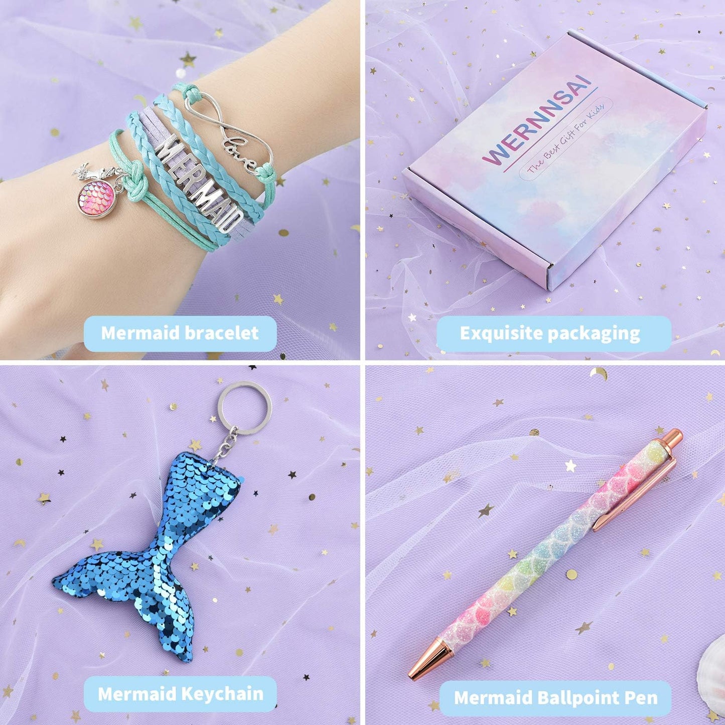 Wernnsai Mermaid Kids Diary With Lock For Girls, Gift For 6 7 8-12 Years Old Girl, Plush Secret Kids Diary Journal Kit For Girls School Travel Notebook Notepad With Pen Birthday Christmas Gift