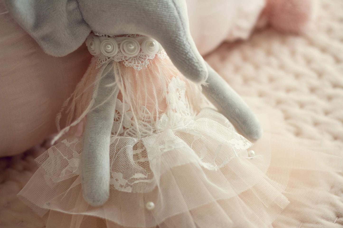 Inspired By Jewel Daisy The Elephant Premium Quality Floppy Elephant Plush Doll Gift With Delicate Pink & Lace Tutu | Elegant Feather & Pearl Details | Playable Toy With Movable Legs & Huggable Arms