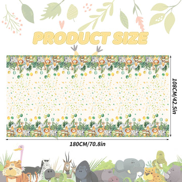 Wpensky Jungle Safari Table Cloth, Jungle Theme Tablecloth, 1PC Jungle Animal Party Tablecloth for Kids Boys Girls Birthday Part