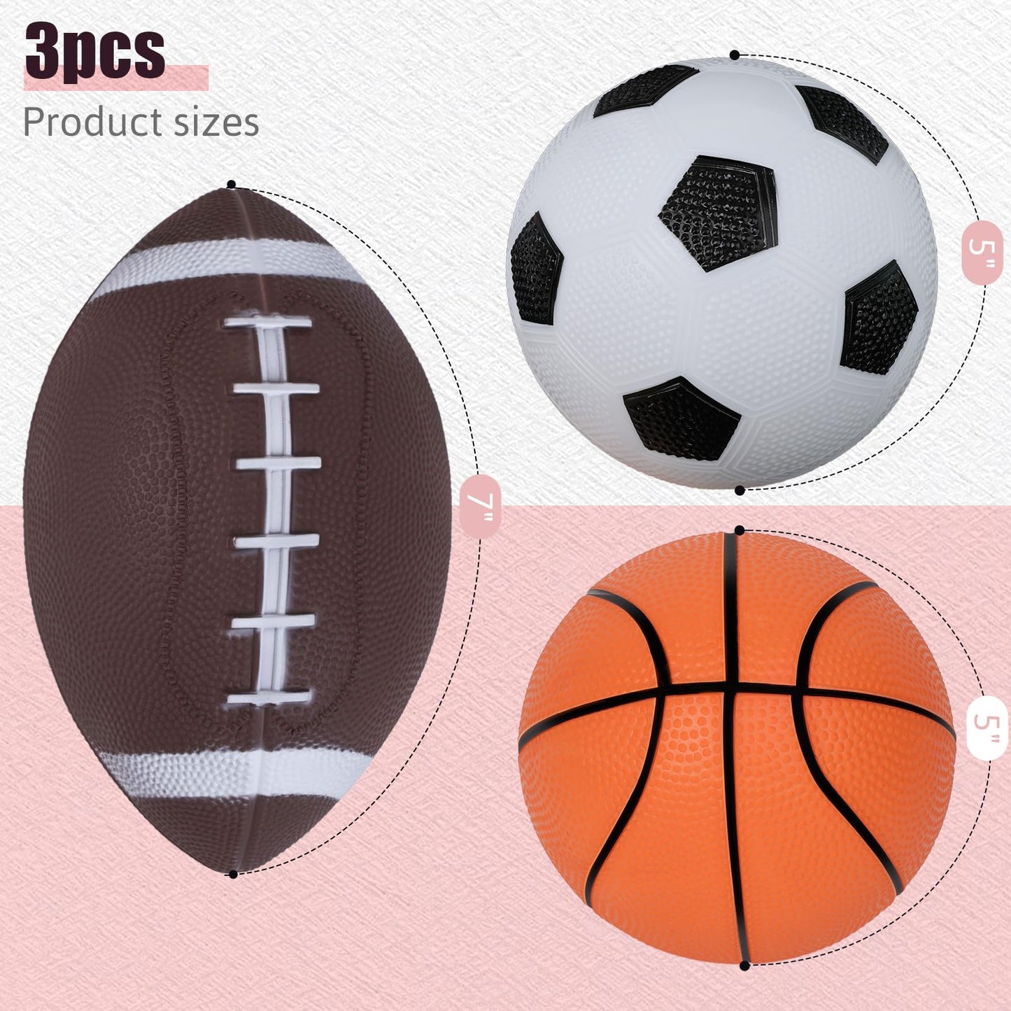 Shindel Sports Balls For Kids And Toddlers, 5 Inches Sports Balls With Hand Pump Includes Toddlers Football, Basketball, Playgro