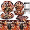 Wrestling Birthday Party Tableware Set, Include Wrestling Theme Party Tablecloth, Dessert Plates, Napkins, Forks, for Wrestling