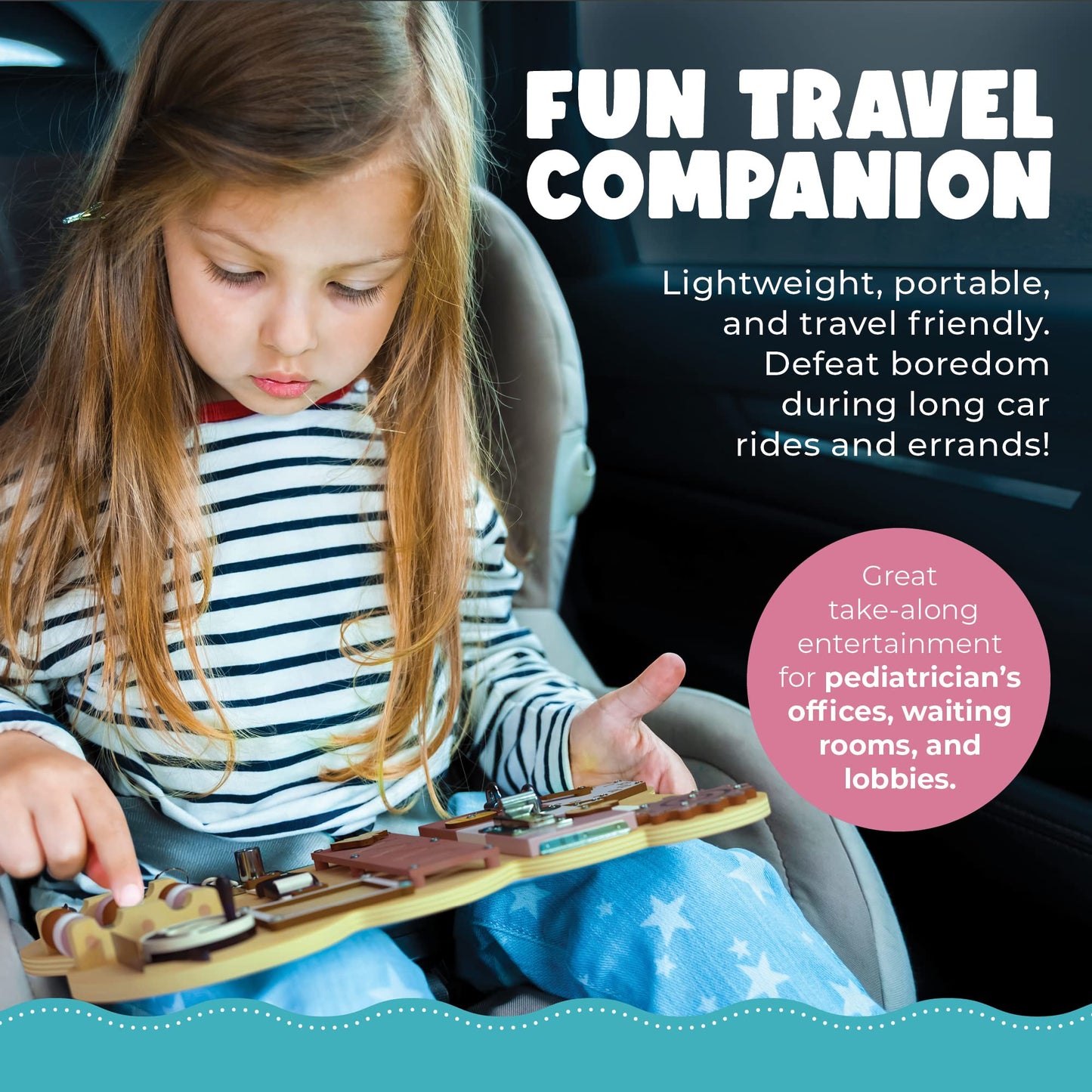 Kiddery Toys Busy Board For Toddlers - Activity Board Bear Shaped Montessori Toys For Kids - Sensory Stimulating Car & Airplane Travel Toys For Toddlers, Quiet Learning Activities For Autism