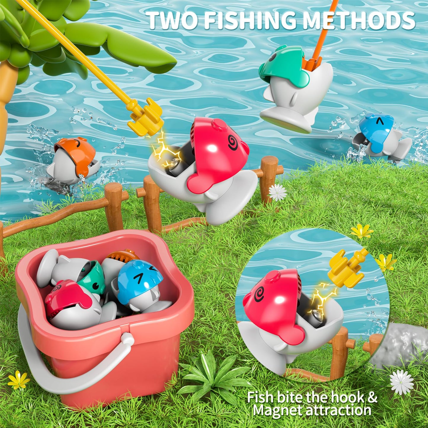 Magnetic Fishing Game For Kids Toddlers 3-5, 70 Pcs Fishing Toys For Kids Toddlers 3-5, Fishing Table Toys Board Game Birthday G