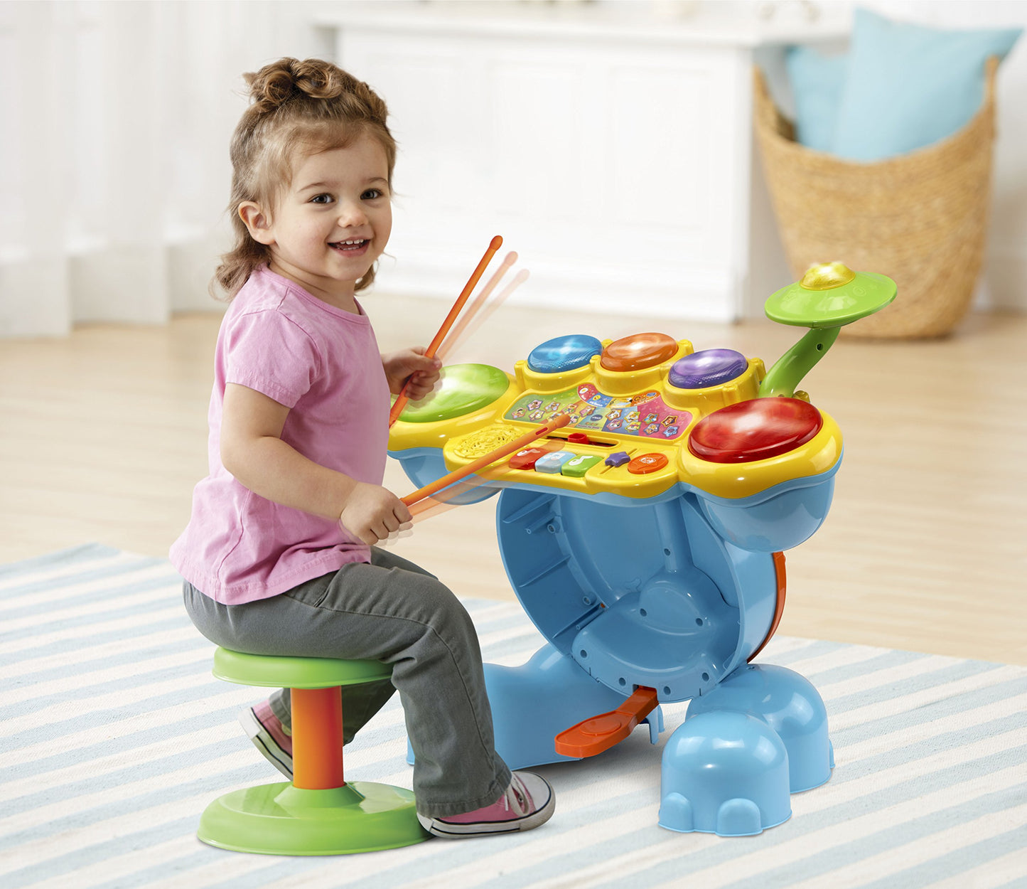 VTech Zoo Jamz Stompin' Fun Drums - Multicolor, Interactive Kids Drum Set, Fun Musical Toy, Perfect for Young Musicians