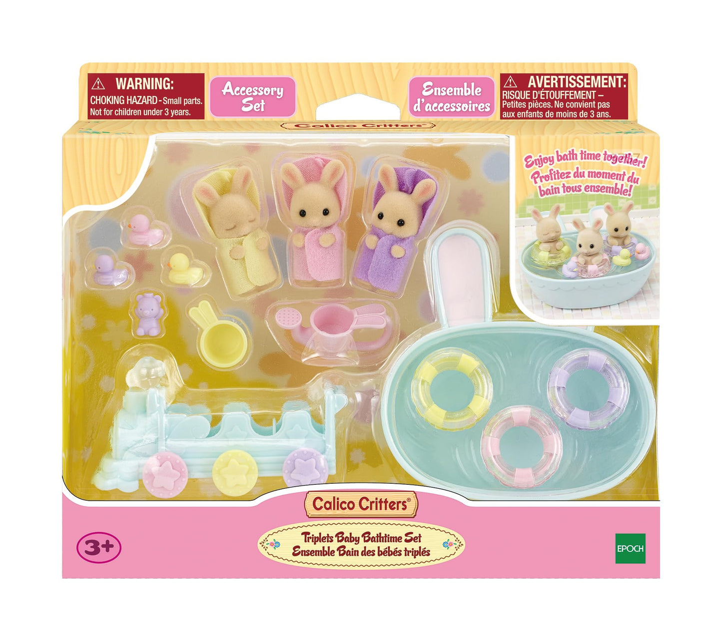 Calico Critters Triplets Baby Bathtime Set - Multicolor, Plastic, Model CC2076
