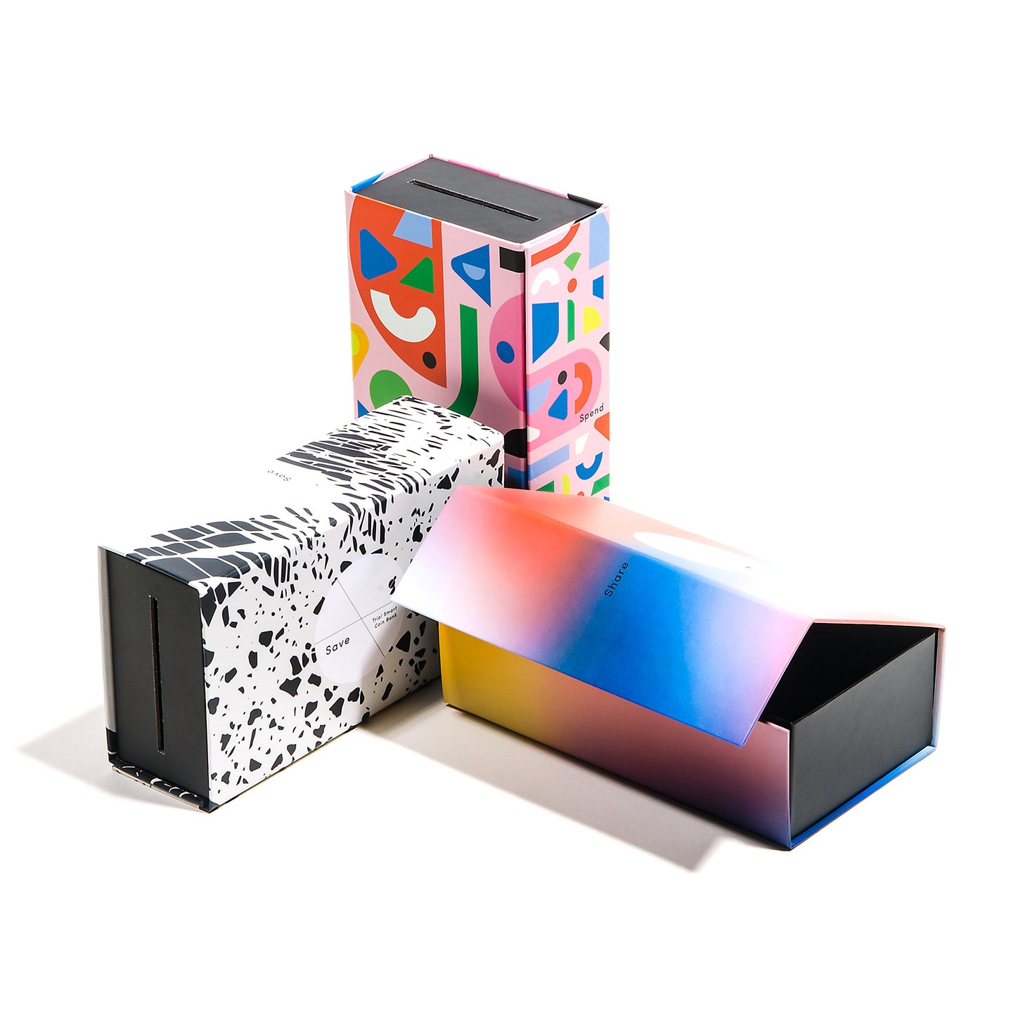 Giantsuper Trio! Smart Coin Bank - 3-in-1 Money-Wise Educational Piggy Bank in Black and White, Gradient, Primary Colors