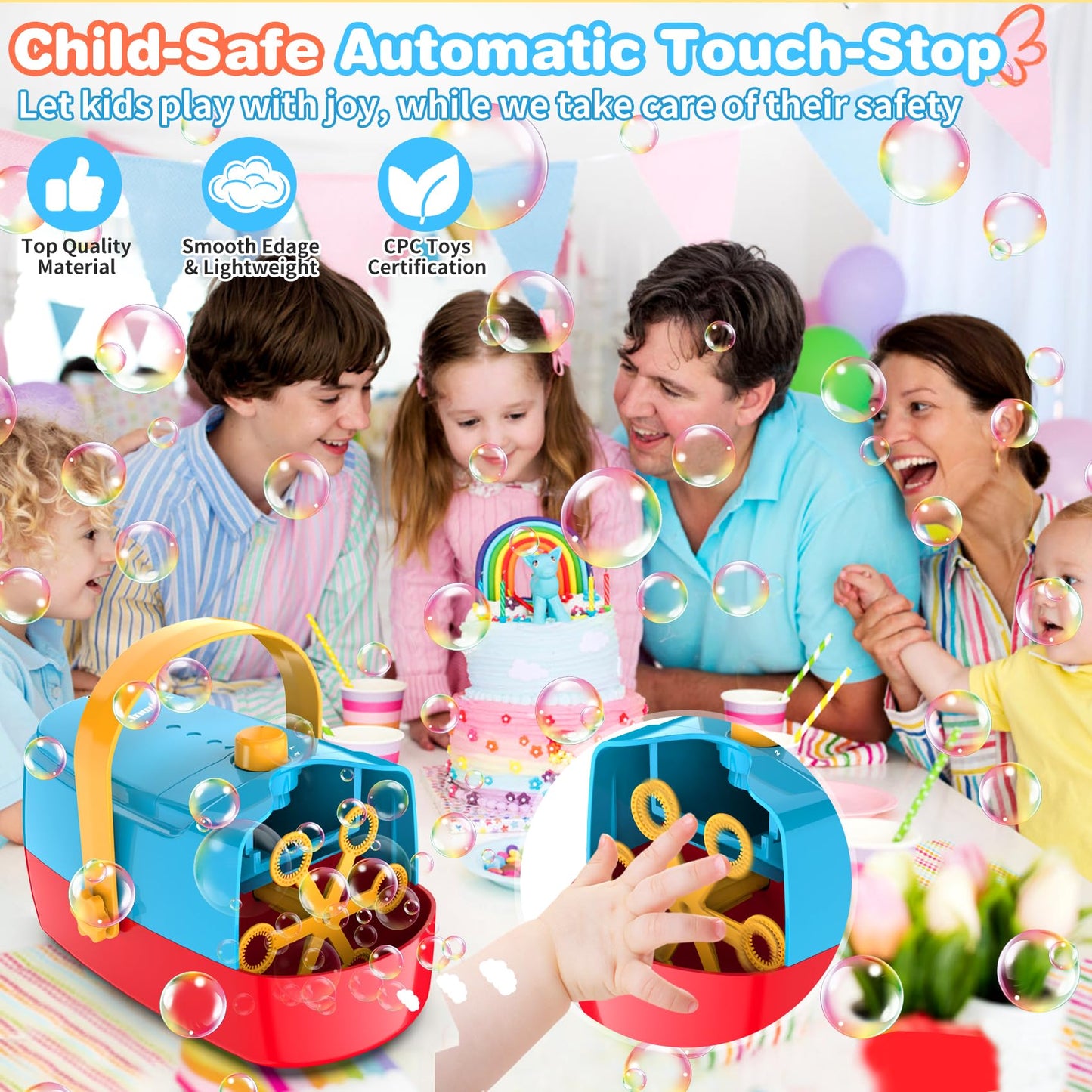 Bubble Machine Durable Automatic Bubble Blower, 18000+ Big Bubbles Per Minute Bubbles For Kids Toddlers Bubble Maker Operated By