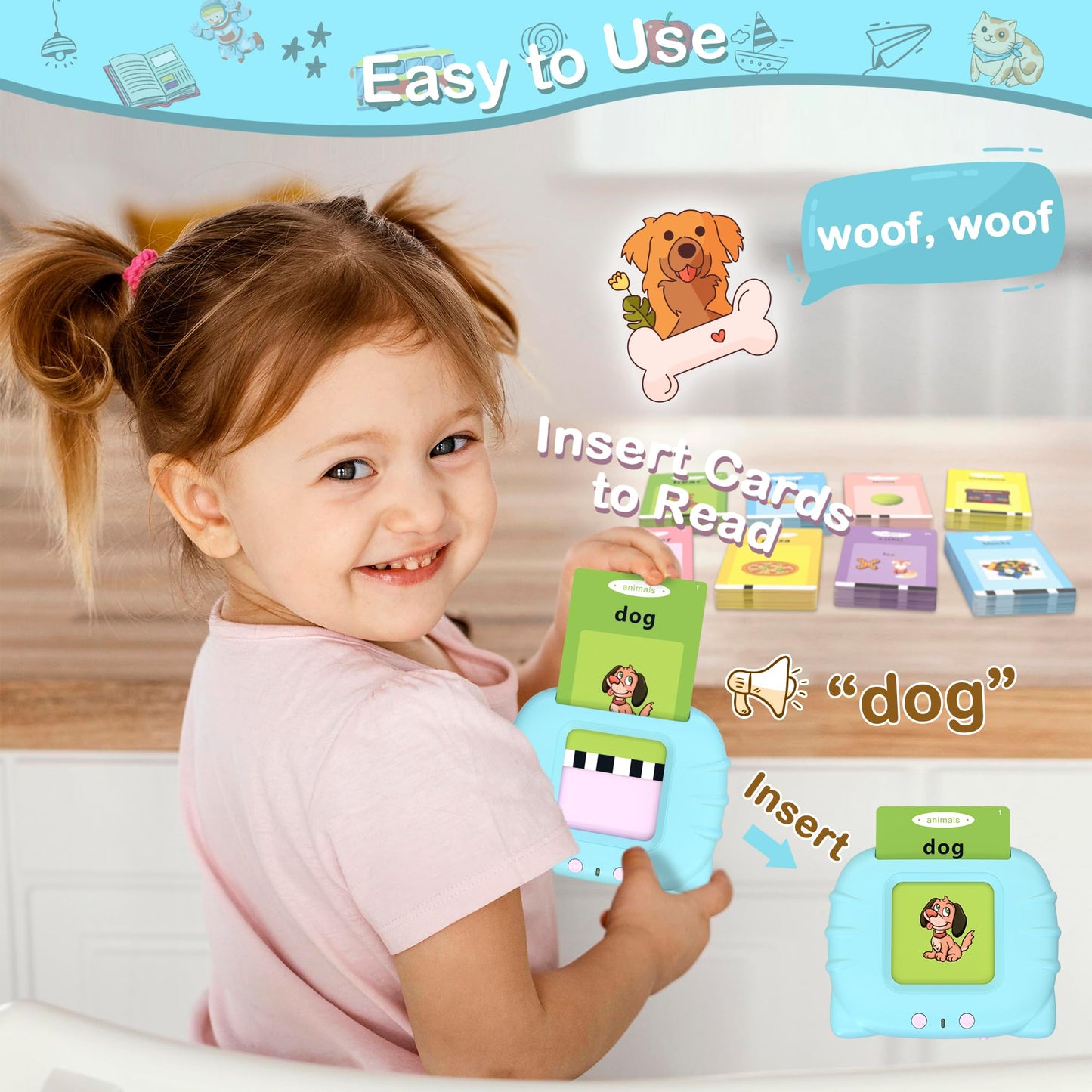 Toddler Talking Flash Cards With 510 Sight Words,Abc-123 Learning Toys For Ages 2-4,Autism Sensory Toys For Kids,Speech Therapy,Montessori Educational Toys Gifts For Age 1 2 3 4 5 Years Old Boys Girls