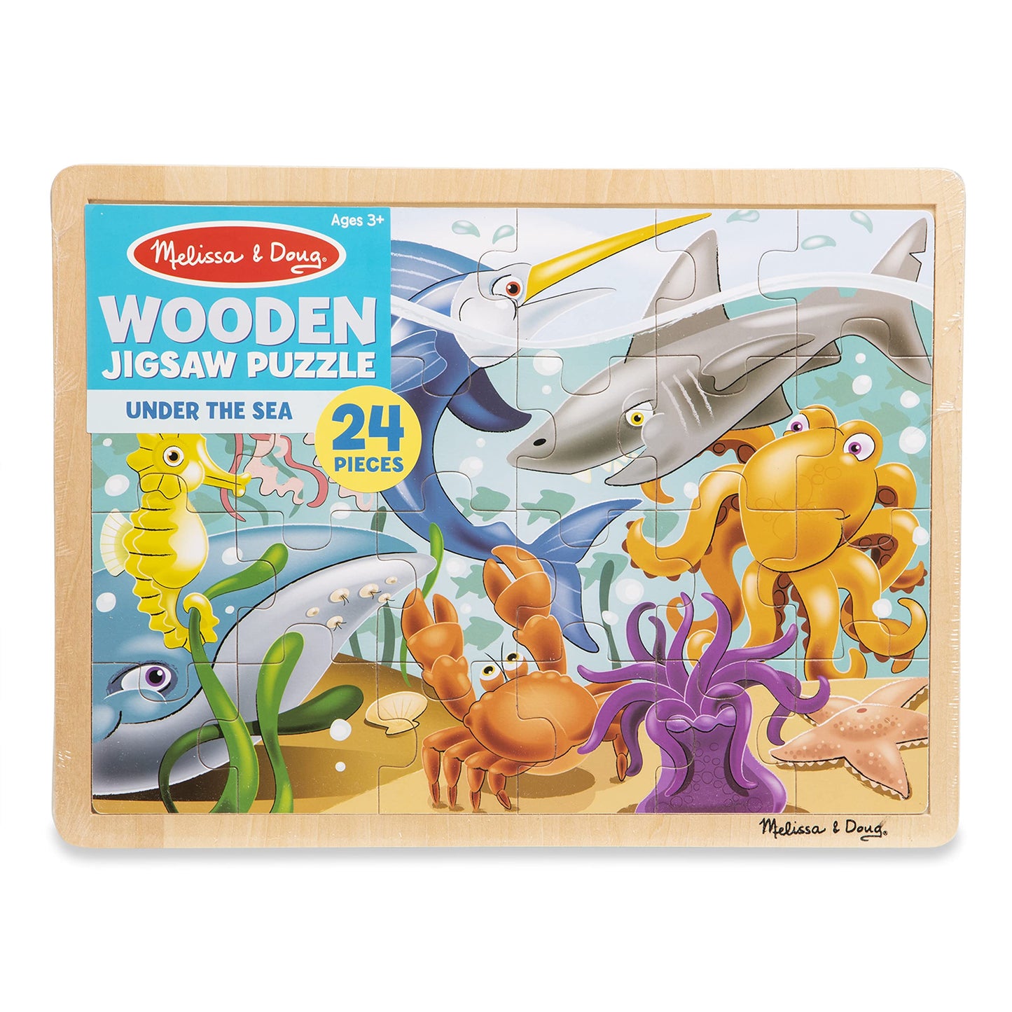 Melissa & Doug Under The Sea Ocean Animals Wooden Jigsaw Puzzle With Storage Tray (24 Pcs)
