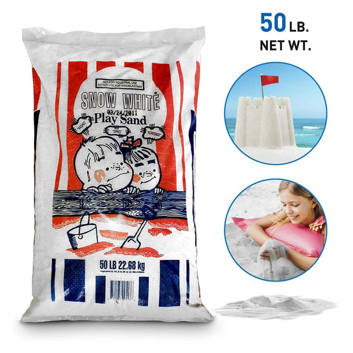 Us Silica 50 Pound Bag Snow White Play Sand For Sandboxes And Sand Tables At Parks, Homes, And Daycare Centers, White (4 Pack)