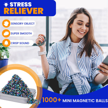 LECTRUS Magnetic Balls Over 1000 PCS Mini Rainbow Magnetic Putty with 2 Big Smooth Magnetic Beads Fidget Toys for mature-themed Weak Ferrite Putty Desk Toys for Office (Colourful)