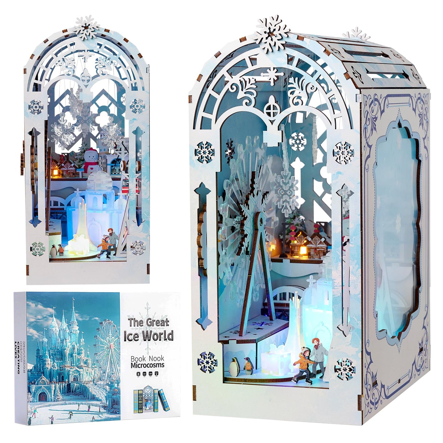 Marycele Book Nook Kit, Diy Dollhouse Bookshelf Insert Decor,3D Puzzles Wooden Booknook With Led Light, Diy Kits For Adults Craf