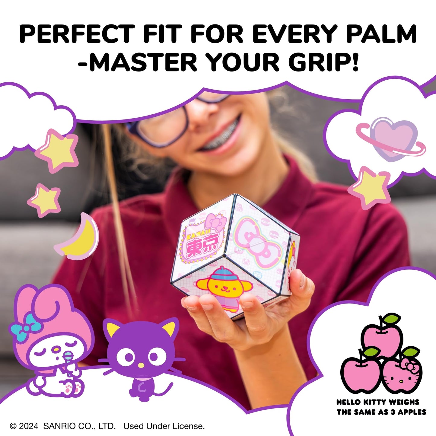 Shashibo Hello Kitty & Friends Shape Shifting Box - Award - Winning,Patented Magnetic Puzzle Cube W/ 36 Rare Earth Magnets - Fidget Toys For Adults & Kids 8+, Transform Into Over 70 Shapes (Kawaii)