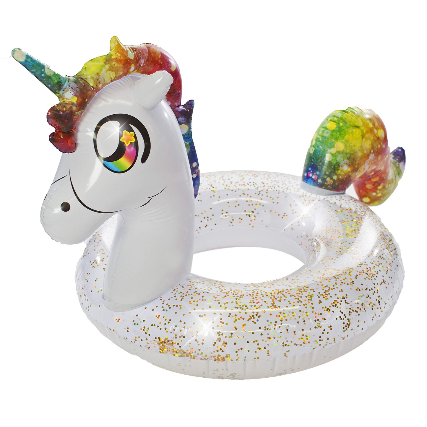 Poolcandy Jumbo 48 Unicorn Pool Tube, Stylish, Ultra Durable, Easy-Inflate PVC Pool Tube, Great for Pool, Beach, Lake, River, Pe
