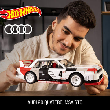 Mega Hot Wheels Collectible Car Building Toy, Audi 90 Quattro Imsa Gto With 973 Pieces And Die-Cast Model, Build & Display Set F