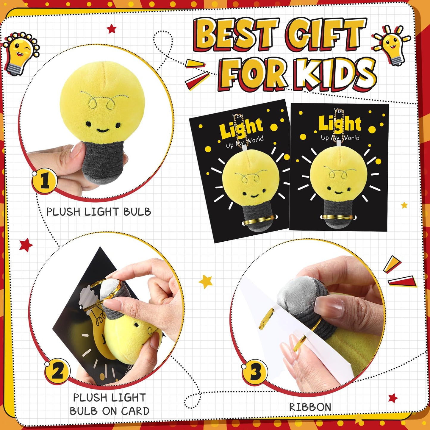 Gemscream Employee Appreciation Gifts Light Bulb Plush Toy Squeeze Stress Balls With 12 You Up My World Greeting Cards 12 Lights