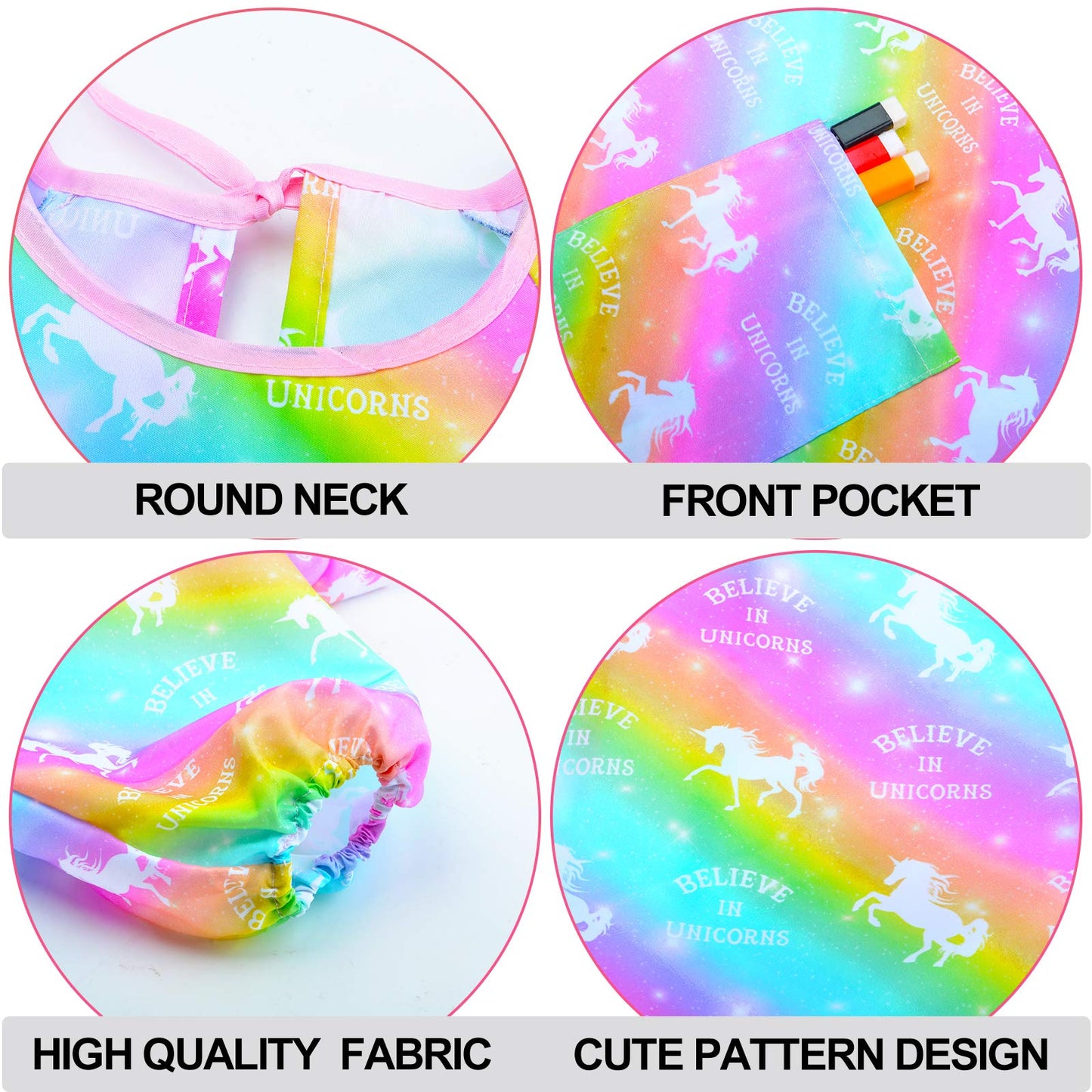 Fiodrimy Kids Art Smock Unicorn Painting Artist Apron Waterproof Paint Smocks Girls Boys Long Sleeve with Pocket for Child 8-12