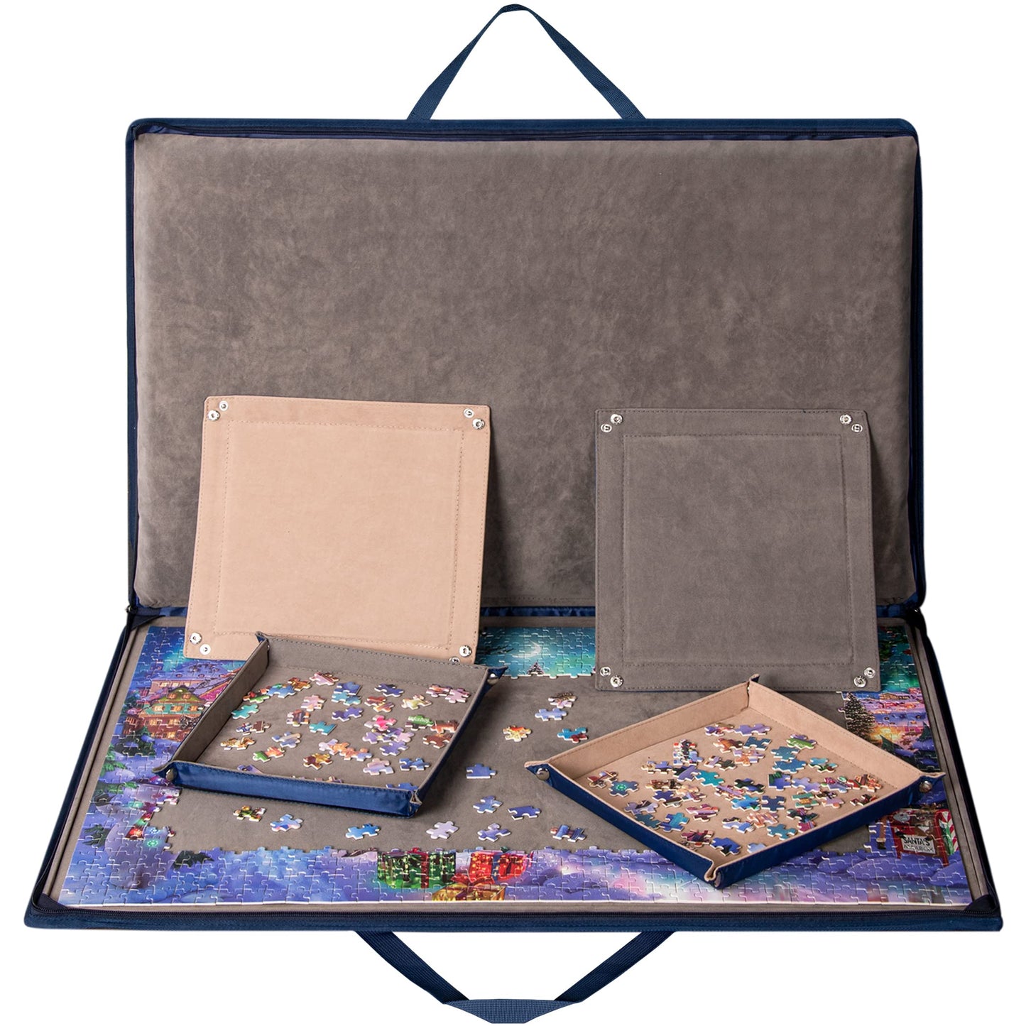 Lavievert 1000 Pieces Jigsaw Puzzle Board With Padded Cover, Portable Puzzle Case With 4 Sorting Trays, Puzzle Caddy Puzzle Storage Saver With Non-Slip Surface For Adults And Kids