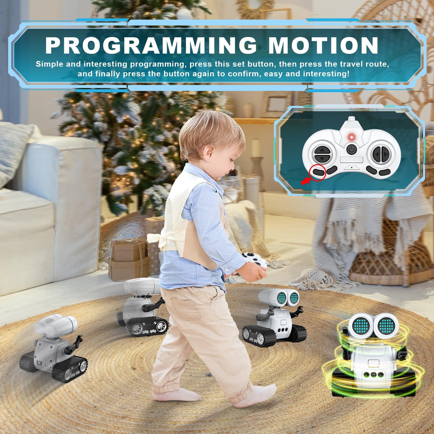 Hamourd Robot Toys for 3 Years Old Boys Girls- Robots with Walkie-Talkie Function, Gesture Sensing, Flexible Head & Arms, Progra