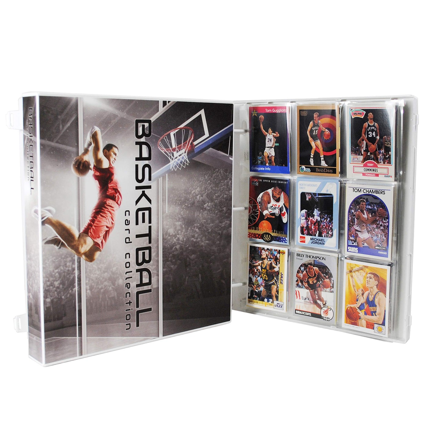 Unikeep Basketball Themed Trading Card Collection Binder Complete With Trading Card Pages. Fully Enclosed Case With A Locking Latch To Keep Cards Secure (Red Dunk, Poly Ring)