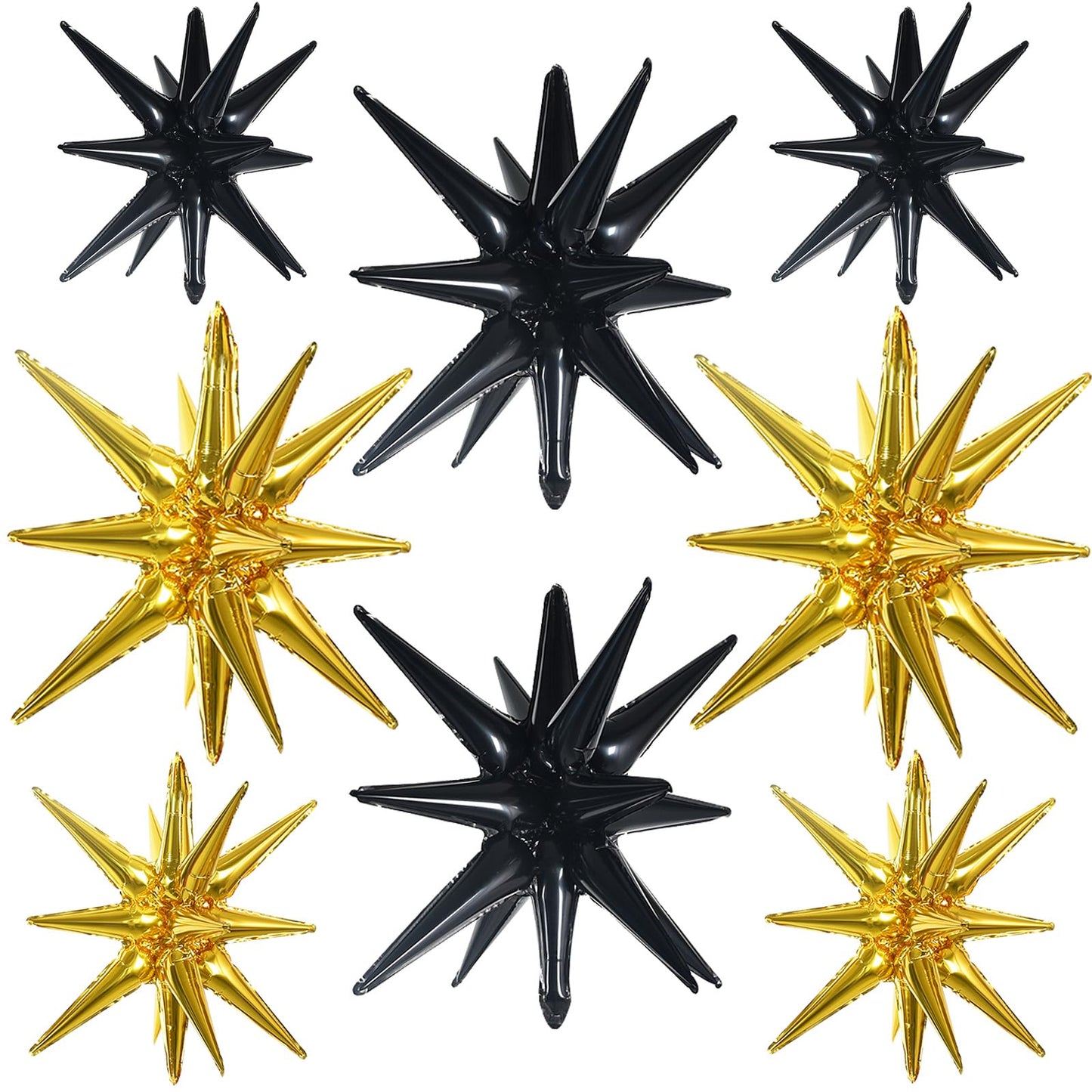 TONIFUL 8 Pcs Navy Blue Silver Red Foil Balloons Large Star Balloons Explosion Star Mylar Balloons for Independence Day Christma