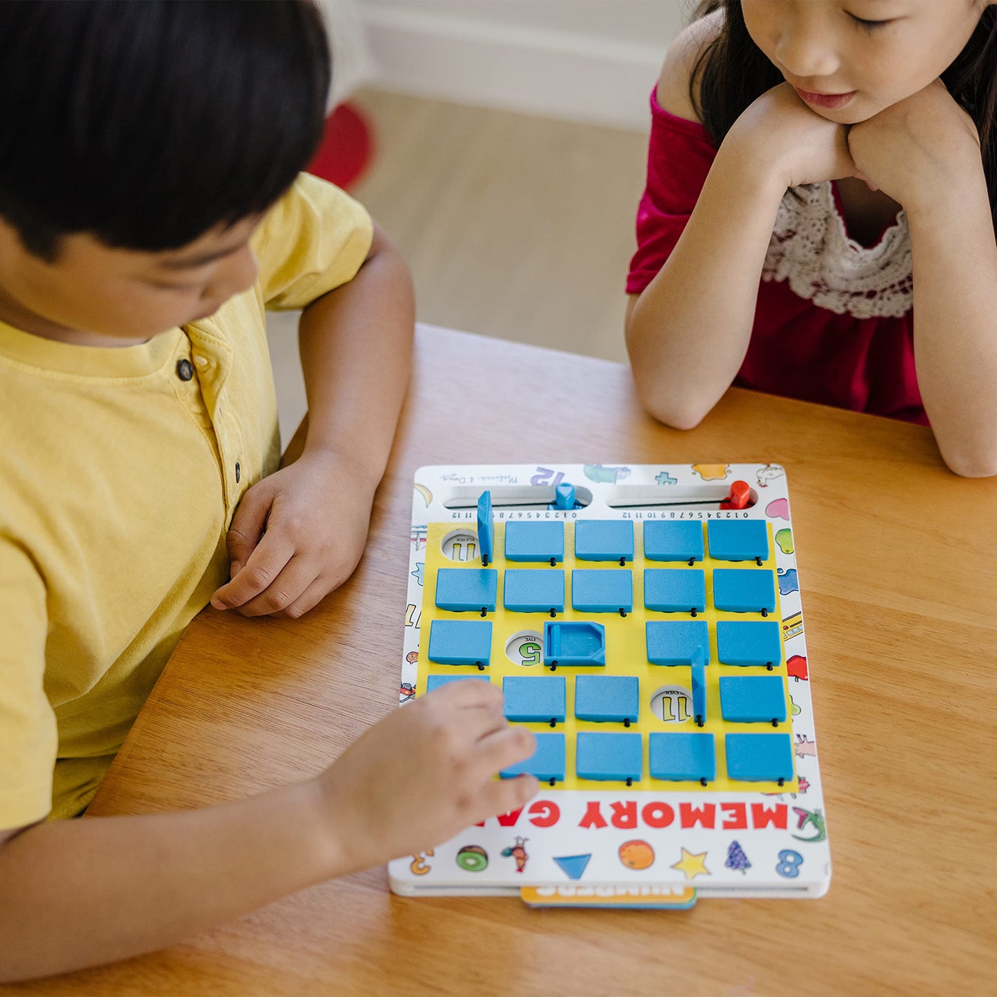 Melissa & Doug Flip To Win Travel Memory Game - Wooden Game Board, 7 Double-Sided Cards Road Trip Essentials For Kids, Hangman F