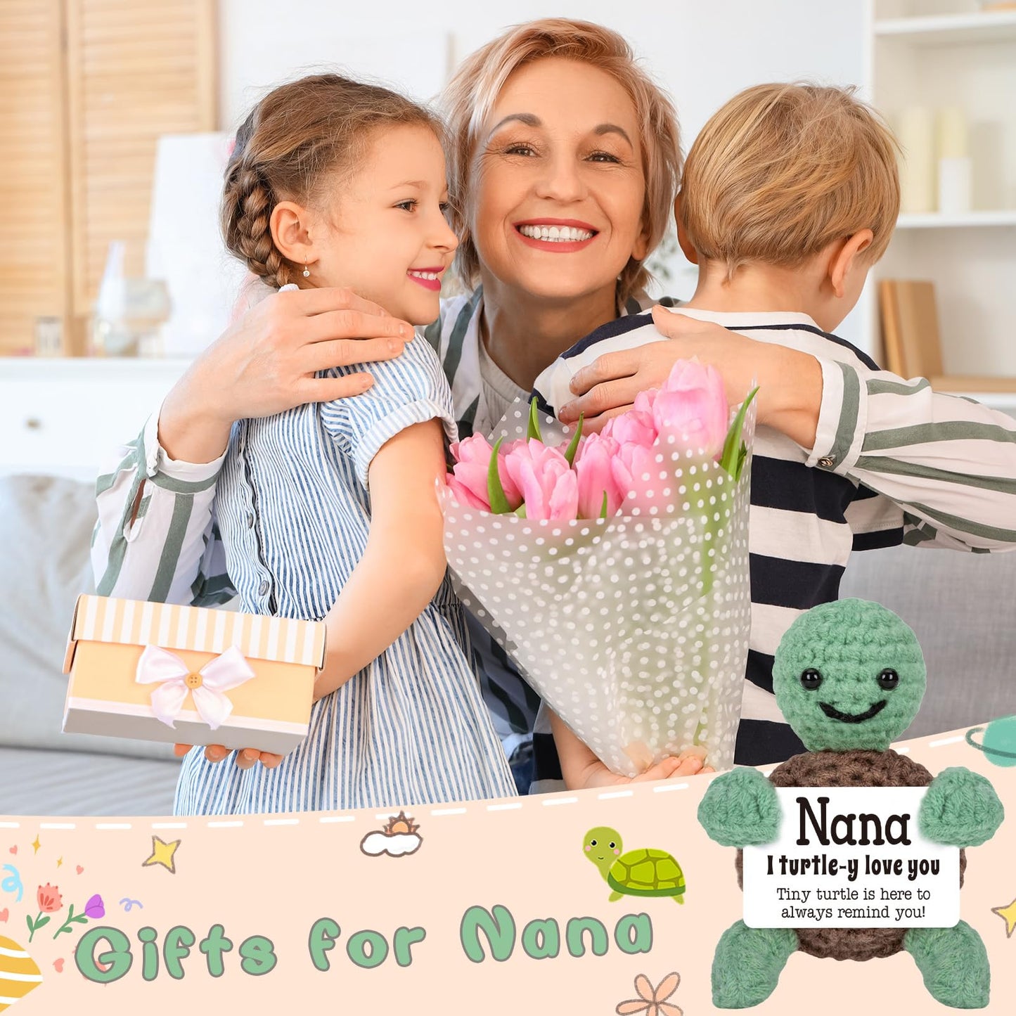 Mini Funny Turtle Nana Gifts From Grandkids, Small Gifts For Nana Christmas Birthday Presents, Love Nana Gifts From Granddaughte