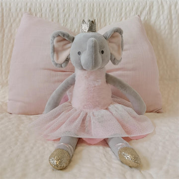 Mikee Fluffie Princess Elephant Stuffed Animals,15.7'' Pink Stuffed Elephant Plush With Skirt And Crown,Cute Stuffed Animal For