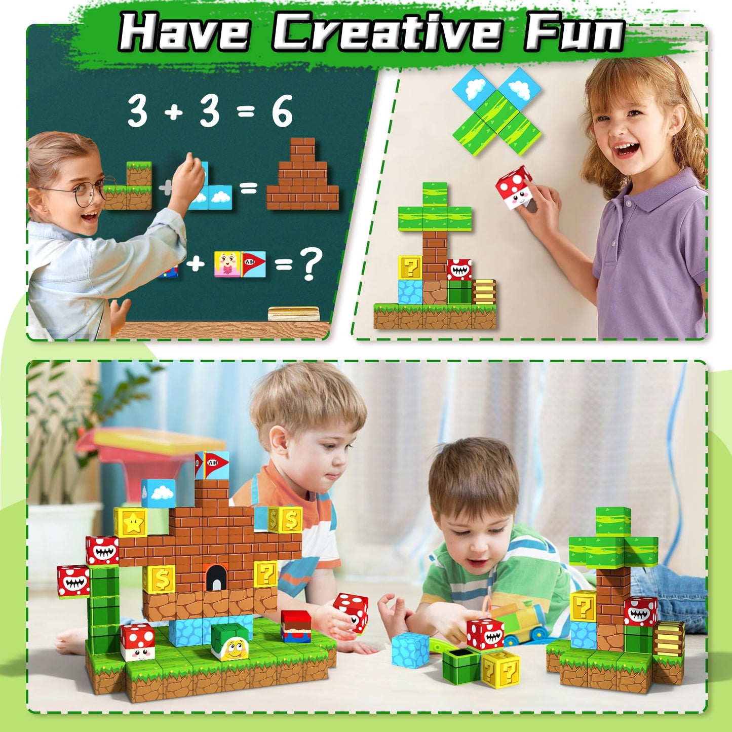 Kaeiloru Magnetic Blocks Building Cubes Toys - Toddler Toys For 3+ Year Old Boys Girls 1.21 Inches, Build Magnet Blocks Cubes Se