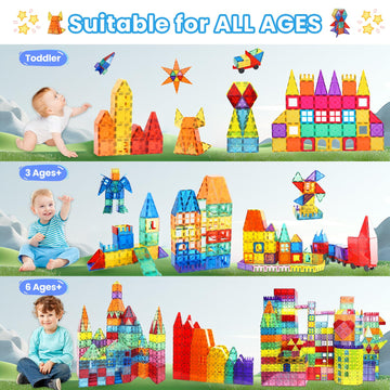 Paaxido Magnetic Tiles - 100 Pieces Magnetic Blocks for Kids, Magnet Tiles Building Blocks Set, Construction STEM Magnet Toys Gi